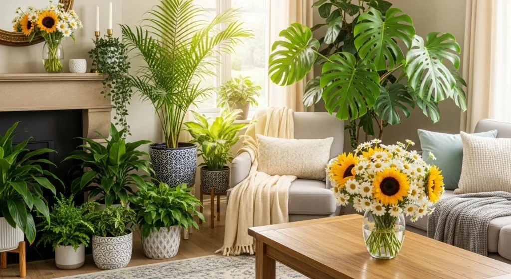 8 Summer Living Room Styling Ideas for a Light and Breezy Space 6 Add Fresh Greenery and Flowers