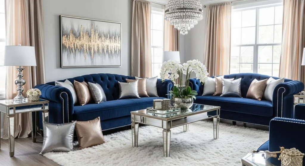 9 Glam Living Room Ideas for a Touch of Luxury 4 Add Plush and Luxurious Fabrics-min