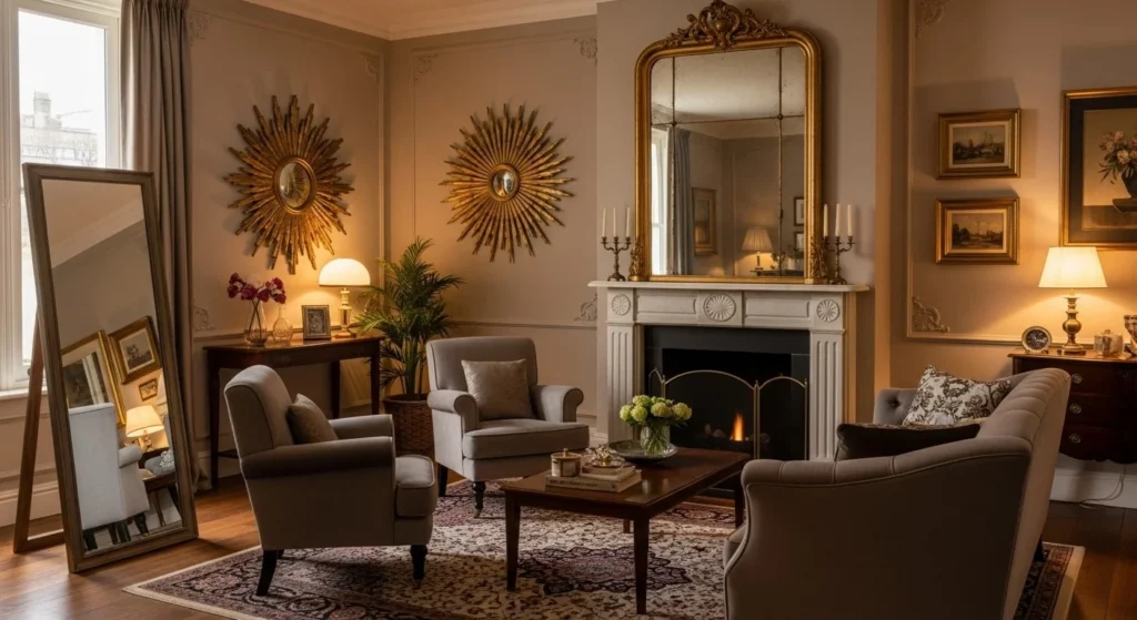 10 Vintage-Inspired Living Room Ideas for a Touch of Nostalgia 11 Add Statement Mirrors