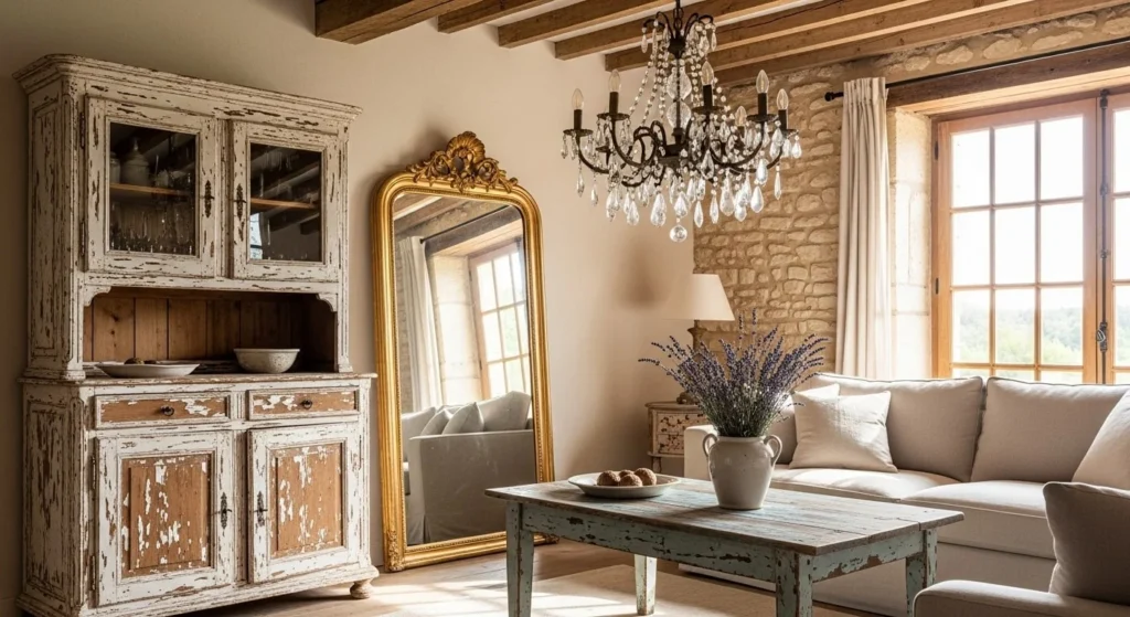 10 French Country Living Room Ideas for Timeless Elegance 6 Add a Stone or Rustic Fireplace-min