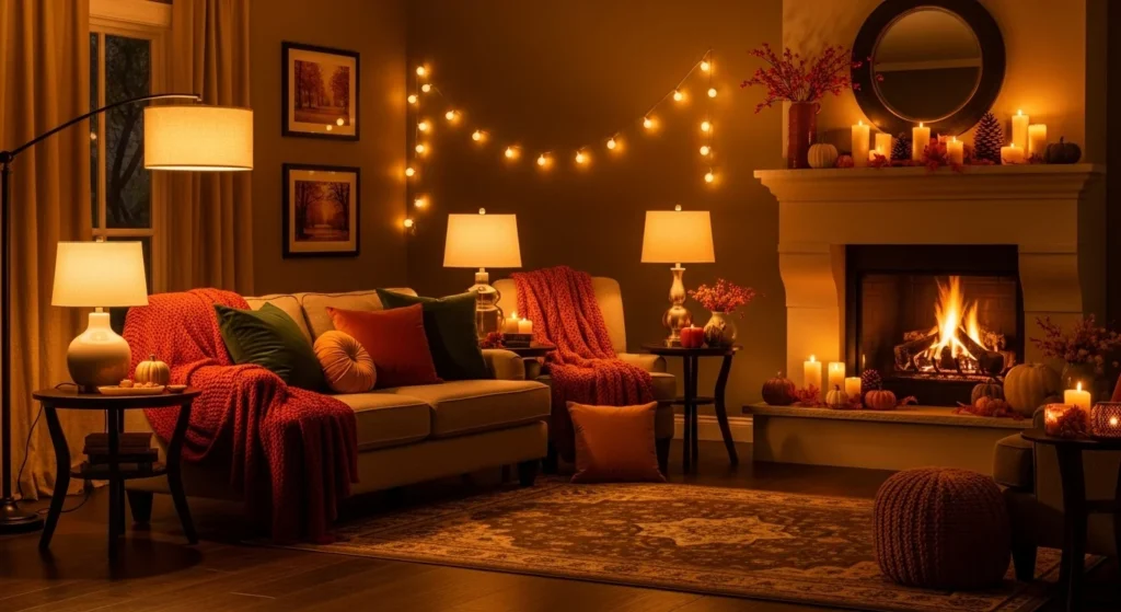 10 Fall-Inspired Living Room Ideas to Transform Your Space This Season 6 Ambient Lighting for Autumn Evenings