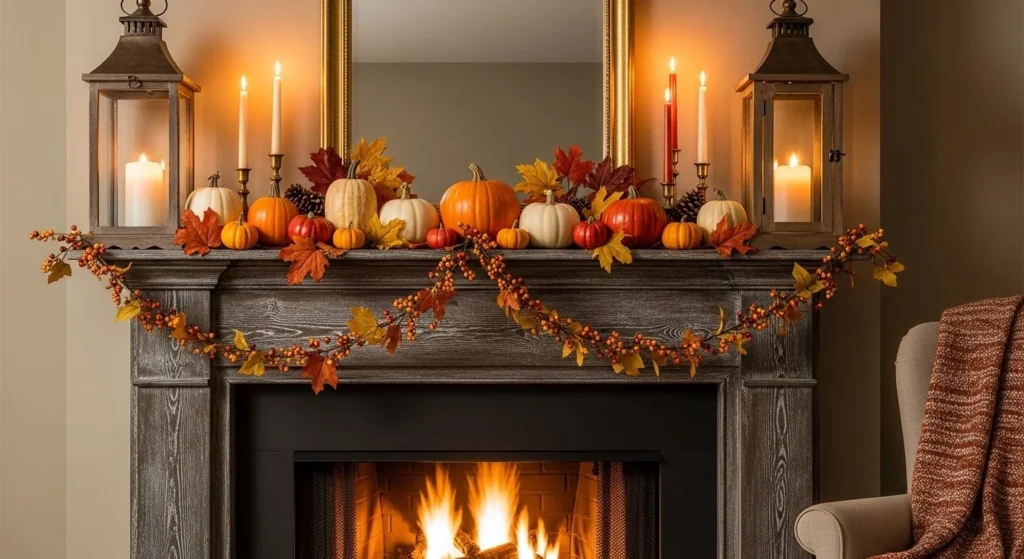 9 Fireplace Mantel Styling Ideas for Every Season 5 Autumn Harvest Display-min