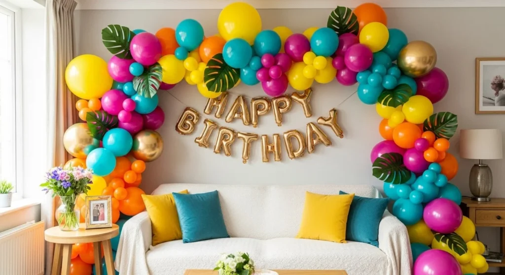 9 Birthday Party Living Room Decor Ideas for an At-Home Celebration 3 Balloon Backdrops-min