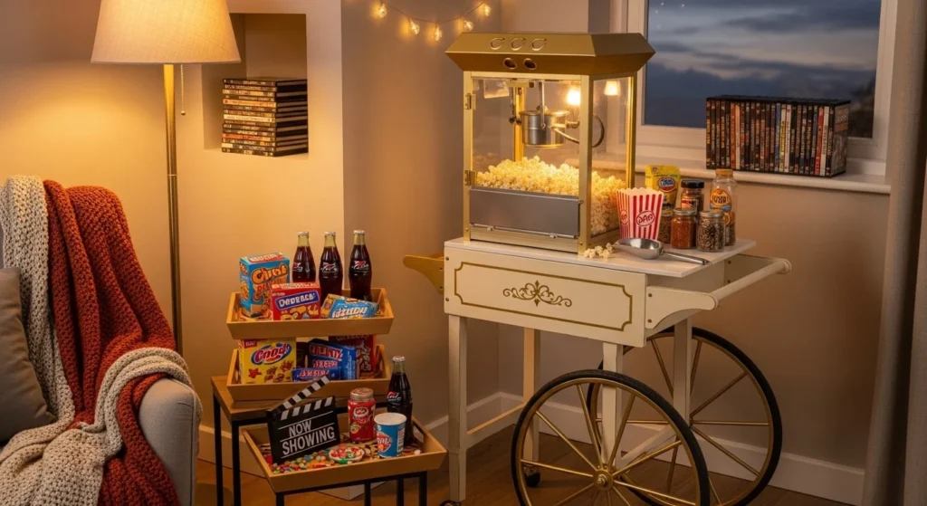 10 Cozy Movie Night Living Room Setups for Family & Friends 6 Built-In Snack Station-min