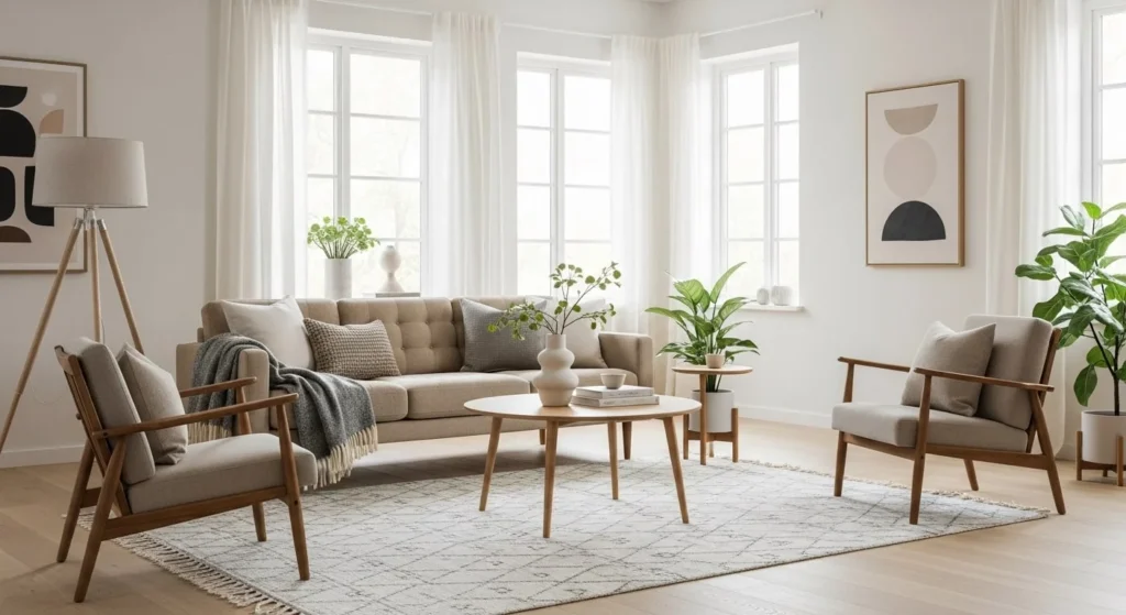 10 Scandinavian Living Room Ideas for a Minimal Yet Cozy Look 6 Choose Clean-Lined, Low-Slung Furniture