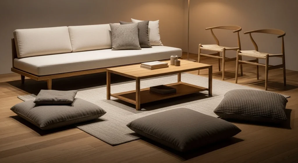 10 Japandi Living Room Ideas to Elevate Your Space with Minimalist Elegance 4 Low, Functional Furniture