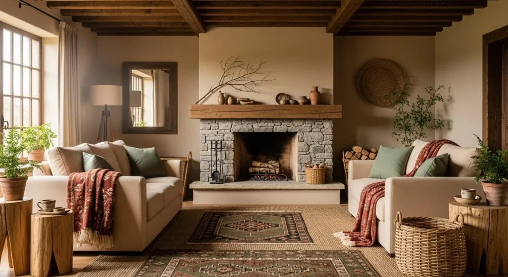 4 Rustic Living Room Ideas 4 Choose a Warm and Earthy Color Palette