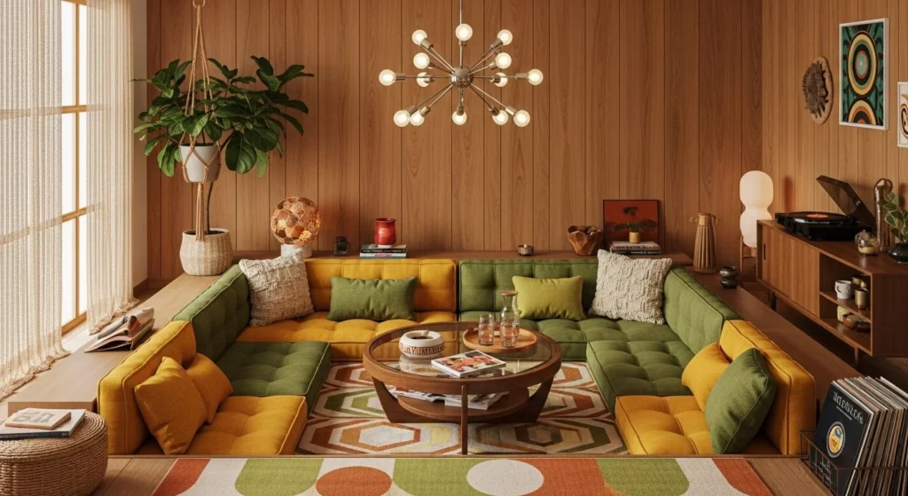 7 Conversation Pit Living Room Ideas for a Retro Comeback 3 Classic Mid-Century Conversation Pit-min
