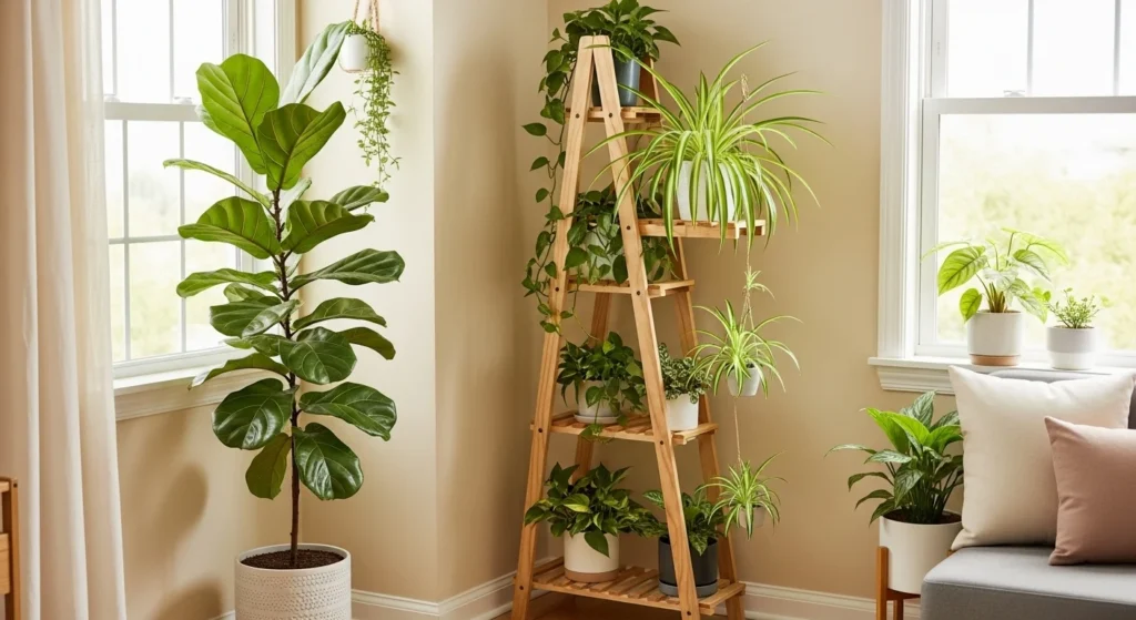 5 Wooden Plant Stand Ideas for Stylish Indoor Gardening 5 Corner Wooden Plant Stand for Small Spaces