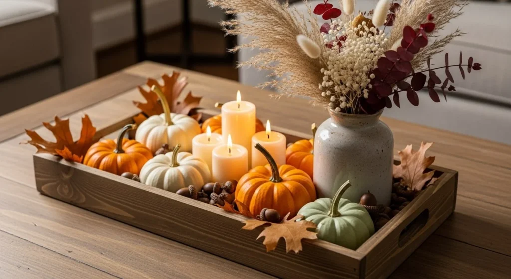 10 Thanksgiving Living Room Styling Ideas for Cozy Gatherings 6 Create a Harvest-Inspired Centerpiece-min