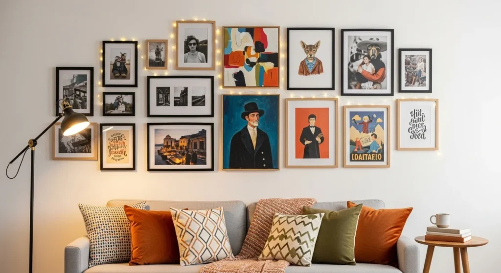 7 Eclectic Living Room Ideas to Elevate Your Home Decor 7 Curate an Art Wall