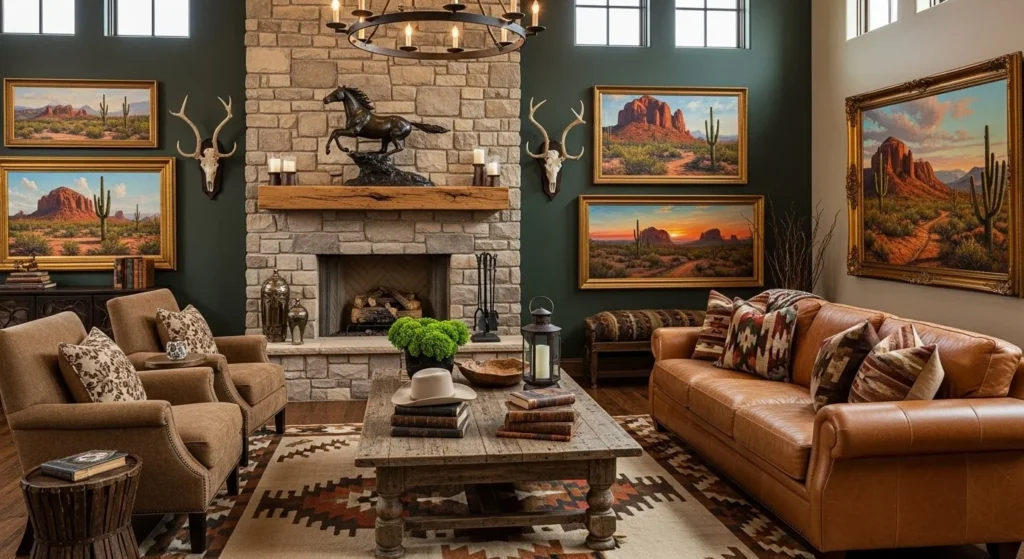 5 Western Living Room Ranch Style Ideas 7 Decorate with Western Art and Natural Elements
