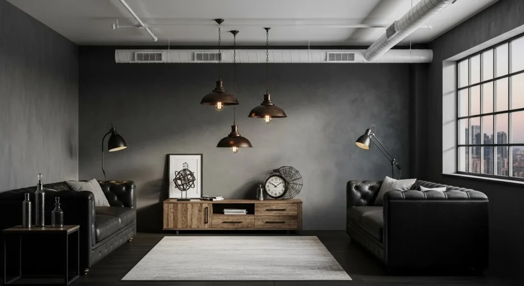9 Industrial Living Room Designs for a Chic Urban Vibe 6 Embrace Dark, Moody Color Palettes