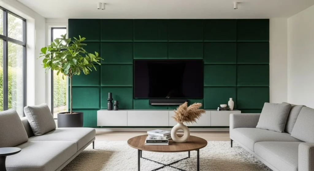 10 Accent Wall Ideas to Make Your Living Room Stand Out 10 Fabric or Upholstered Wall-min