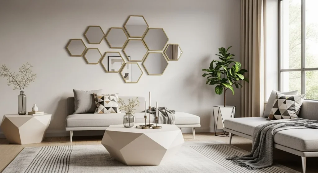 Finish with Geometric Mirrors & Metal Accents