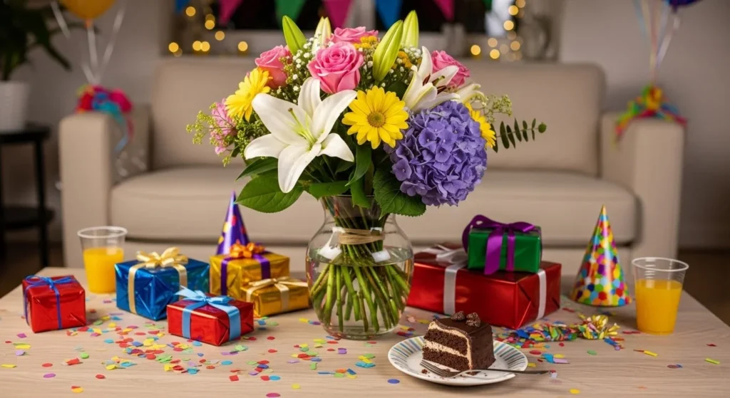 9 Birthday Party Living Room Decor Ideas for an At-Home Celebration 9 Flower Arrangements-min