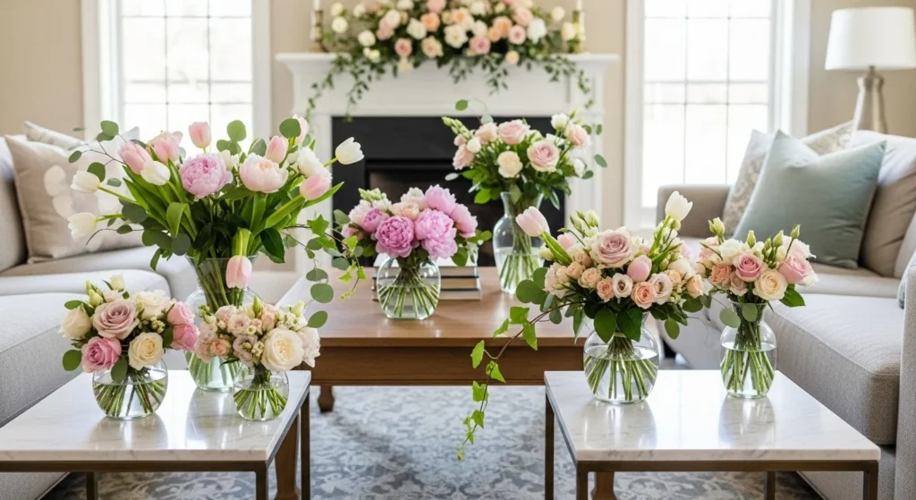 10 Valentine’s Day Living Room Decor Ideas for a Romantic Vibe 6 Fresh Flowers and Greenery