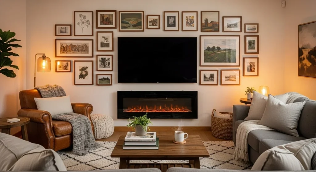 6 Modern Living Room TV Wall Ideas 8 Gallery Wall Around the TV-min