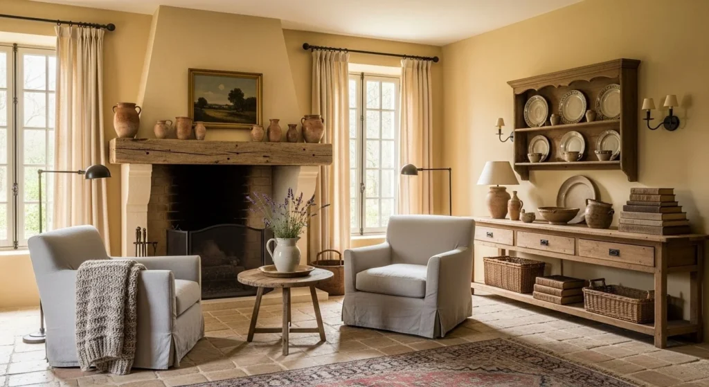 10 French Country Living Room Ideas for Timeless Elegance 5 Highlight Natural Materials-min