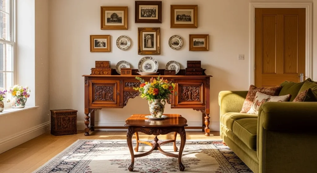 10 Vintage-Inspired Living Room Ideas for a Touch of Nostalgia 5 Incorporate Antique Wood Accents