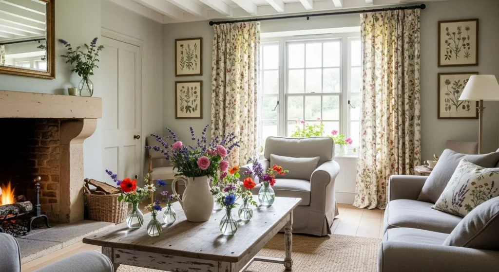 10 French Country Living Room Ideas for Timeless Elegance 9 Incorporate Florals and Botanical Elements-min