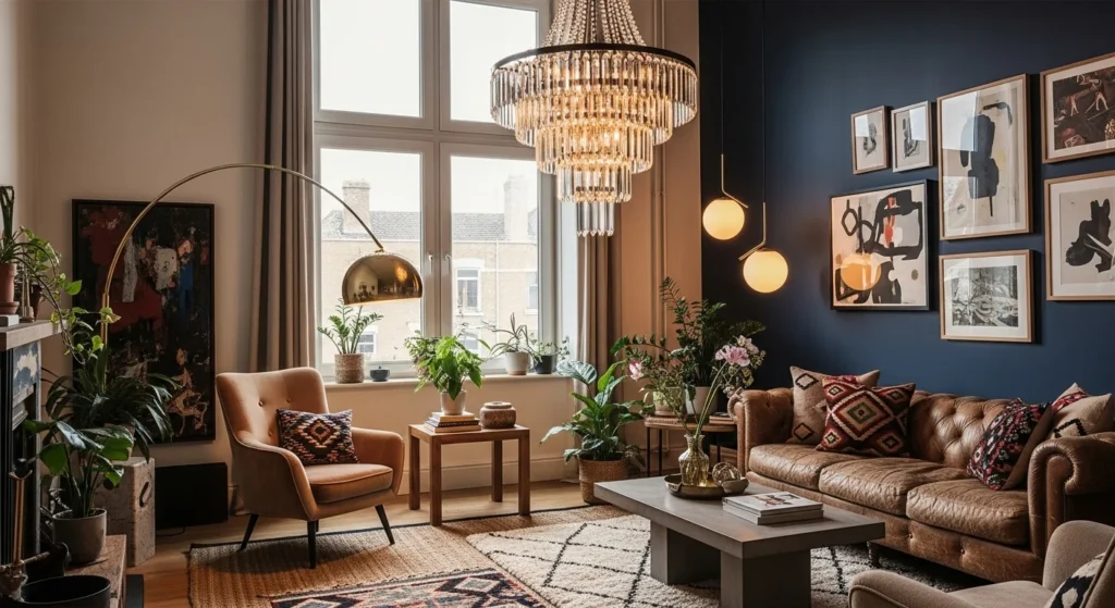 7 Eclectic Living Room Ideas to Elevate Your Home Decor 8 Incorporate Statement Lighting