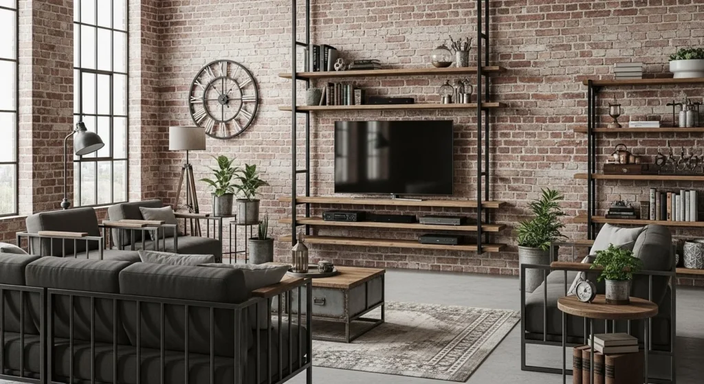 10 Floating TV Unit Designs for a Sleek Living Room Look 11 Industrial Floating Unit (Steel + Wood)-min
