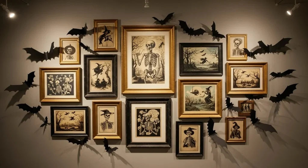 8 Halloween Living Room Decorating Ideas for a Fun and Spooky Atmosphere 8 Introduce Haunted House-Inspired Wall Art