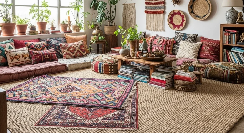 Layer Rugs for Eclectic Warmth