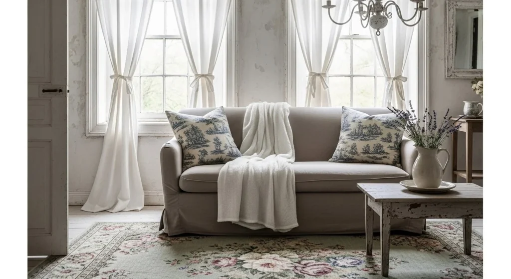 10 French Country Living Room Ideas for Timeless Elegance 8 Layer with Cozy Fabrics and Textiles-min