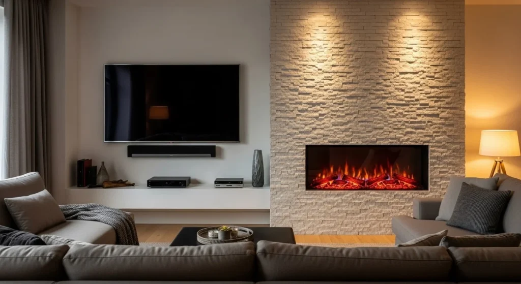 5 Modern Fireplace Ideas for the Living Room 7 Modern Electric Fireplace with Multimedia Integration
