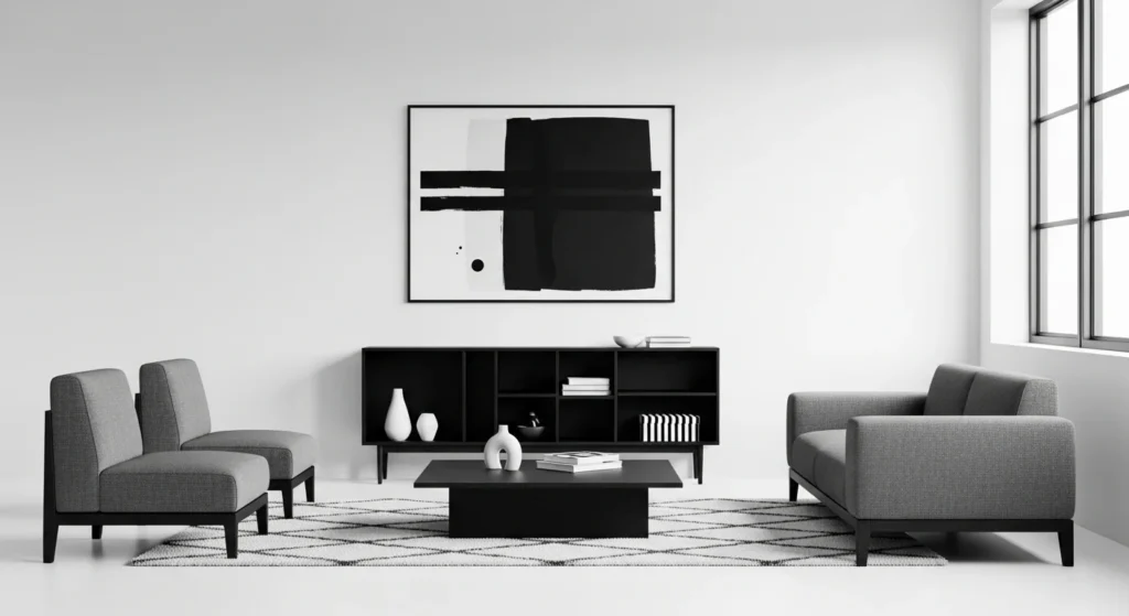 9 Living Room Color Combination Ideas to Elevate Your Space 8 Monochrome Black and White