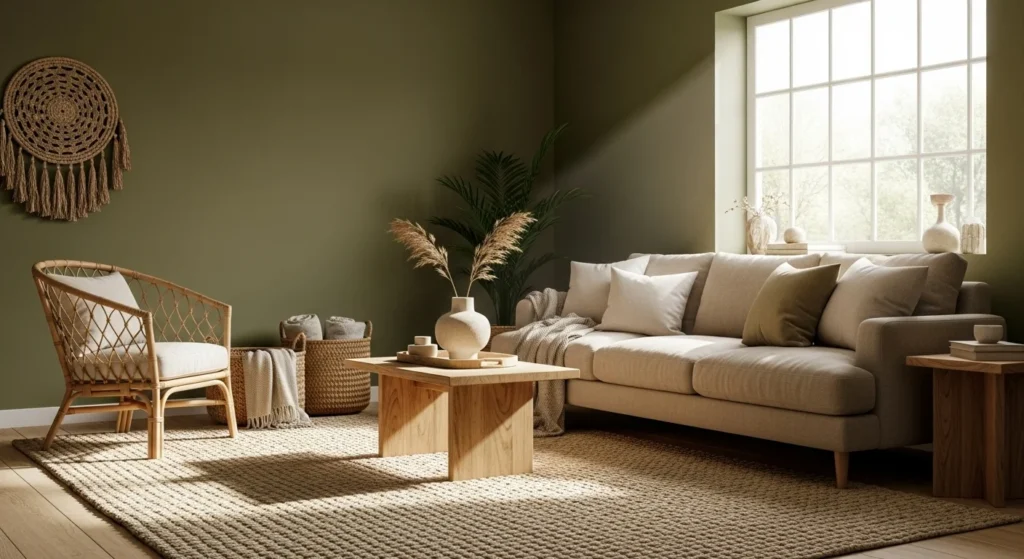 9 Living Room Color Combination Ideas to Elevate Your Space 11 Olive Green and Warm Beige