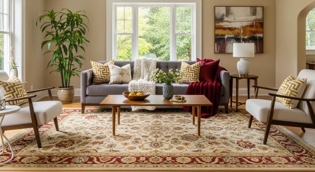 10 Living Room Inspiration Ideas to Elevate Your Space Effortlessly 7 Area Rugs