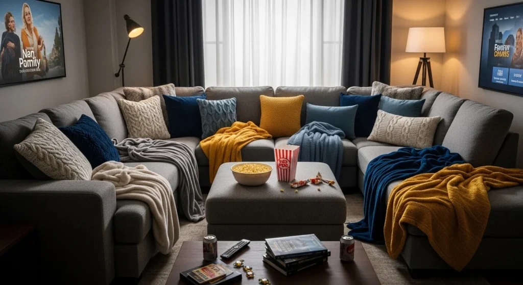 10 Cozy Movie Night Living Room Setups for Family & Friends 3 Plush Sectional Seating-min
