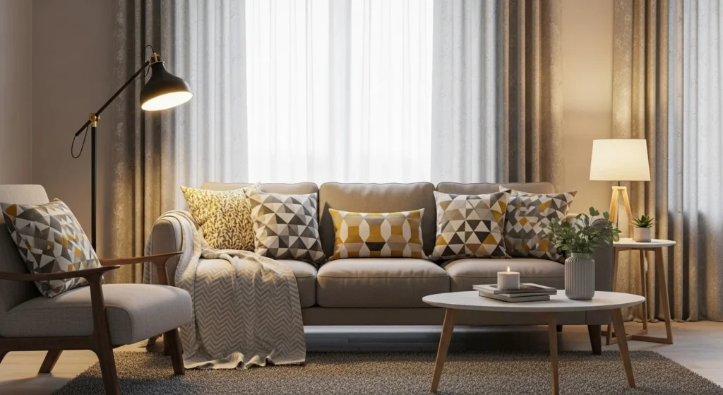 Refresh with Geometric Textiles (Pillows, Throws, Curtains)