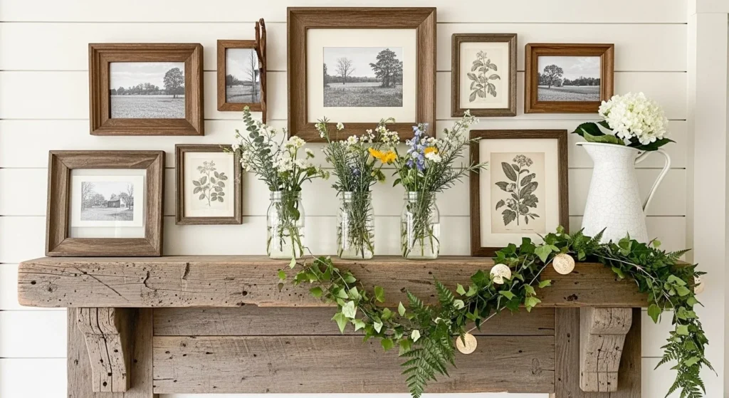 9 Fireplace Mantel Styling Ideas for Every Season 8 Rustic Farmhouse Mantel-min