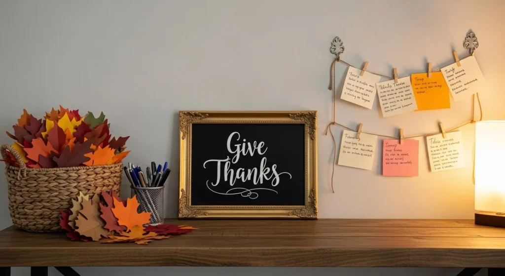 10 Thanksgiving Living Room Styling Ideas for Cozy Gatherings 9 Showcase a Gratitude Corner-min