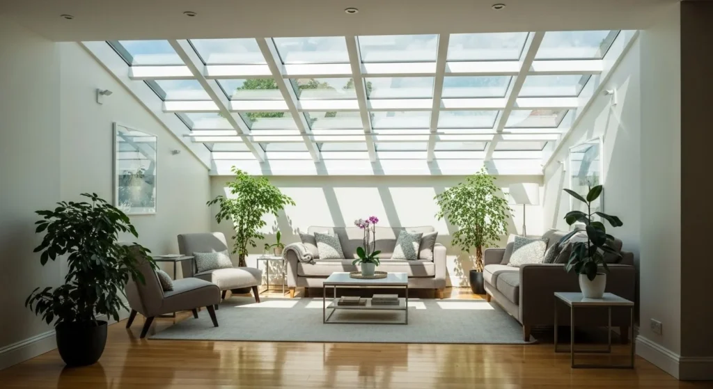 10 Ceiling Design Ideas to Transform Your Living Room from Above 8 Skylights for Natural Illumination-min