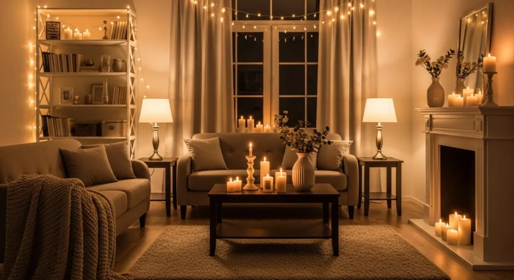 10 Valentine’s Day Living Room Decor Ideas for a Romantic Vibe 3 Soft, Ambient Lighting