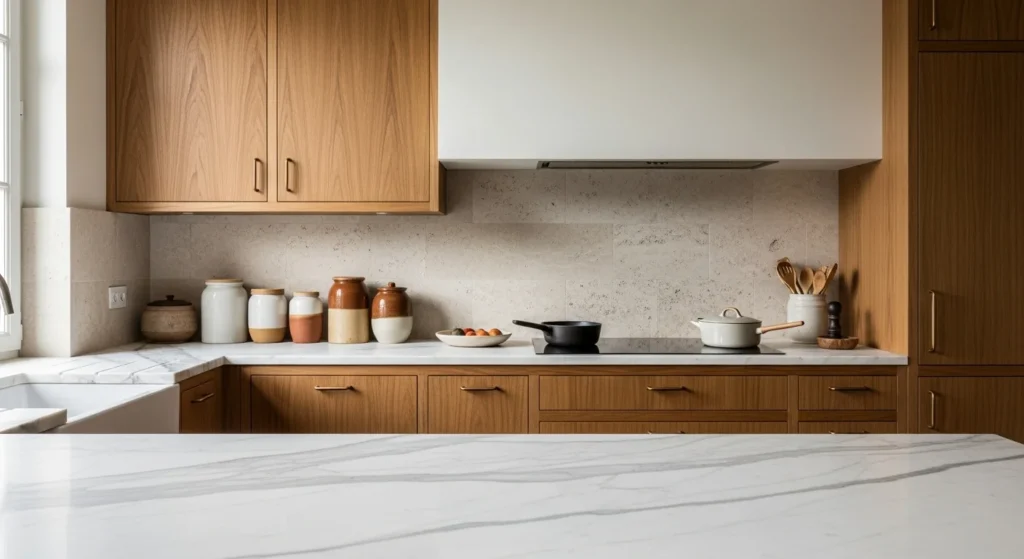 15 Earth Tone Ideas to Create a Timeless, Cozy Space 9 Stone and Marble Accents