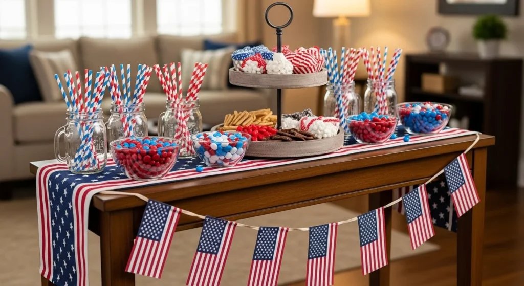10 Fourth of July Living Room Decor Ideas for a Patriotic Touch 10 Style a Festive Beverage or Snack Station-min