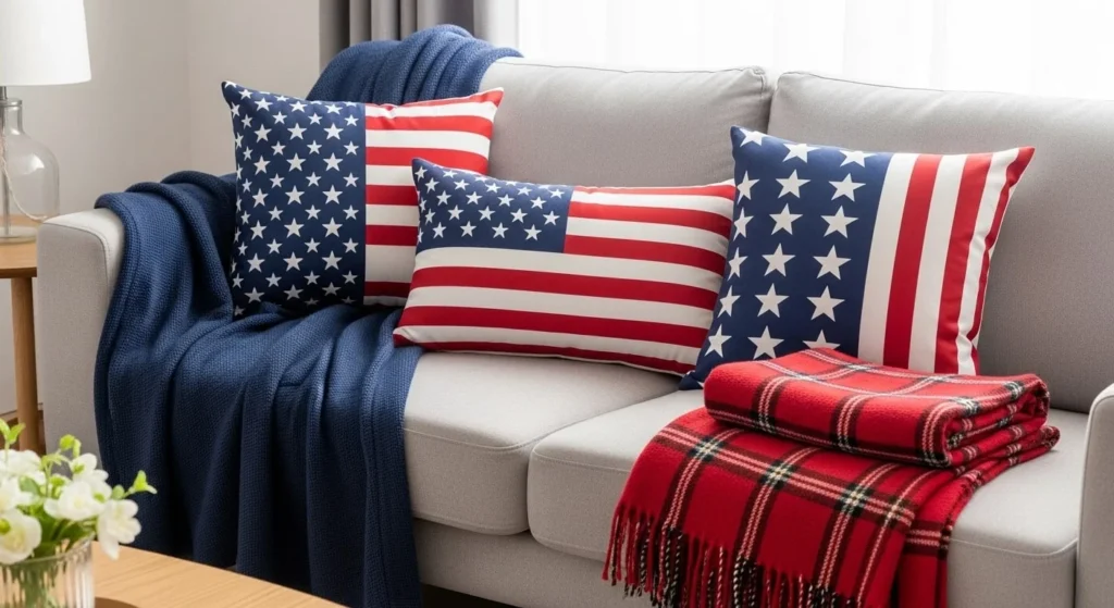 10 Fourth of July Living Room Decor Ideas for a Patriotic Touch 3 Style with Red, White, and Blue Textiles-min