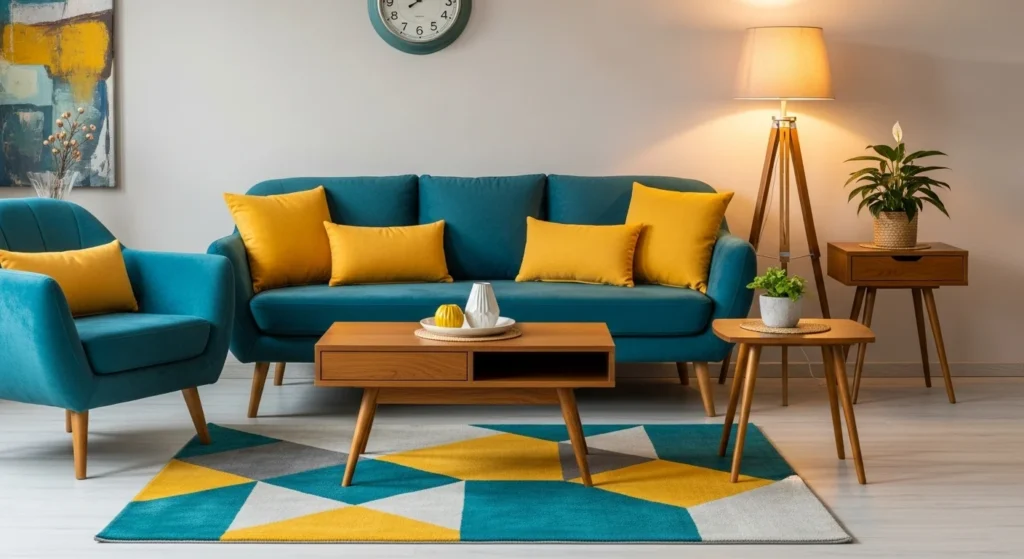 9 Living Room Color Combination Ideas to Elevate Your Space 9 Teal and Mustard Yellow