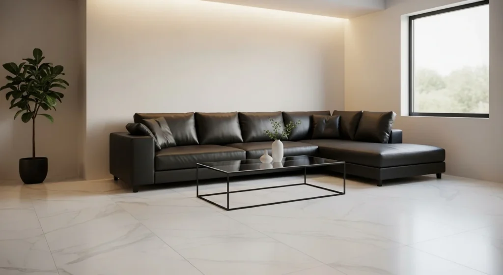 9 Living Room Flooring Ideas to Transform Your Space 6 Tile Flooring for a Sleek, Modern Feel