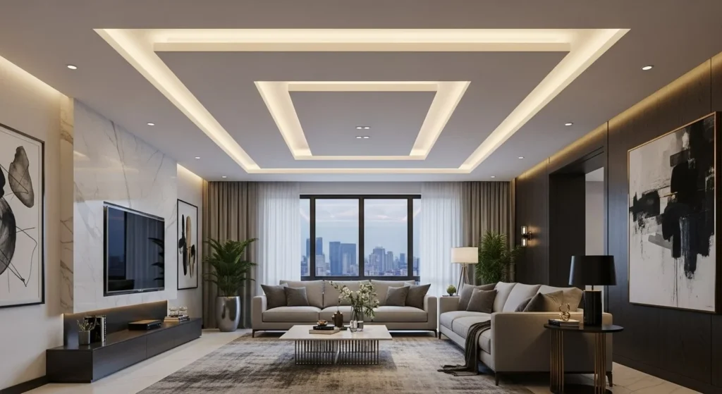 10 Ceiling Design Ideas to Transform Your Living Room from Above 5 Tray Ceilings with Layered Depth-min