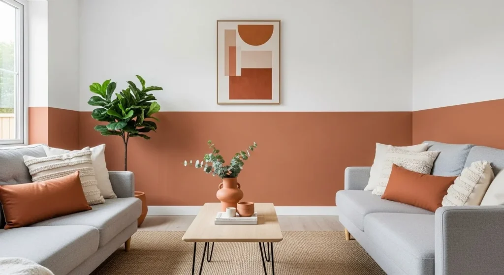 10 Accent Wall Ideas to Make Your Living Room Stand Out 11 Two-Tone Accent Wall-min
