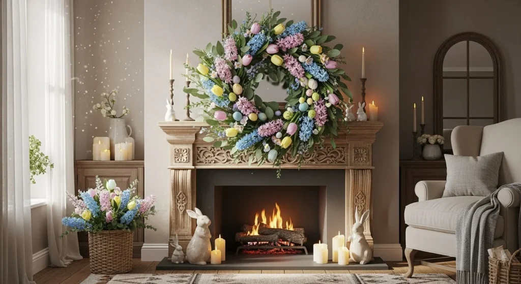 10 Easter Living Room Decor Ideas for a Cheerful Home 8 Use an Easter Wreath Indoors