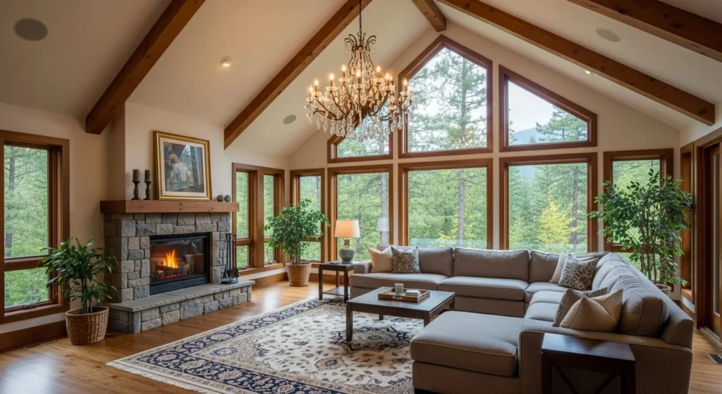 10 Ceiling Design Ideas to Transform Your Living Room from Above 6 vaulted Ceilings for Airy Grandeur-min