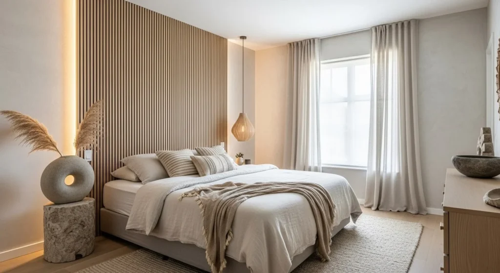 16 Organic Modern Bedroom Inspiration Ideas for a Stylish and Natural Space 16 Accent Walls with Natural Elements-min